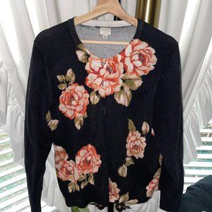 a new day Target Black Floral Button Up Cardigan
